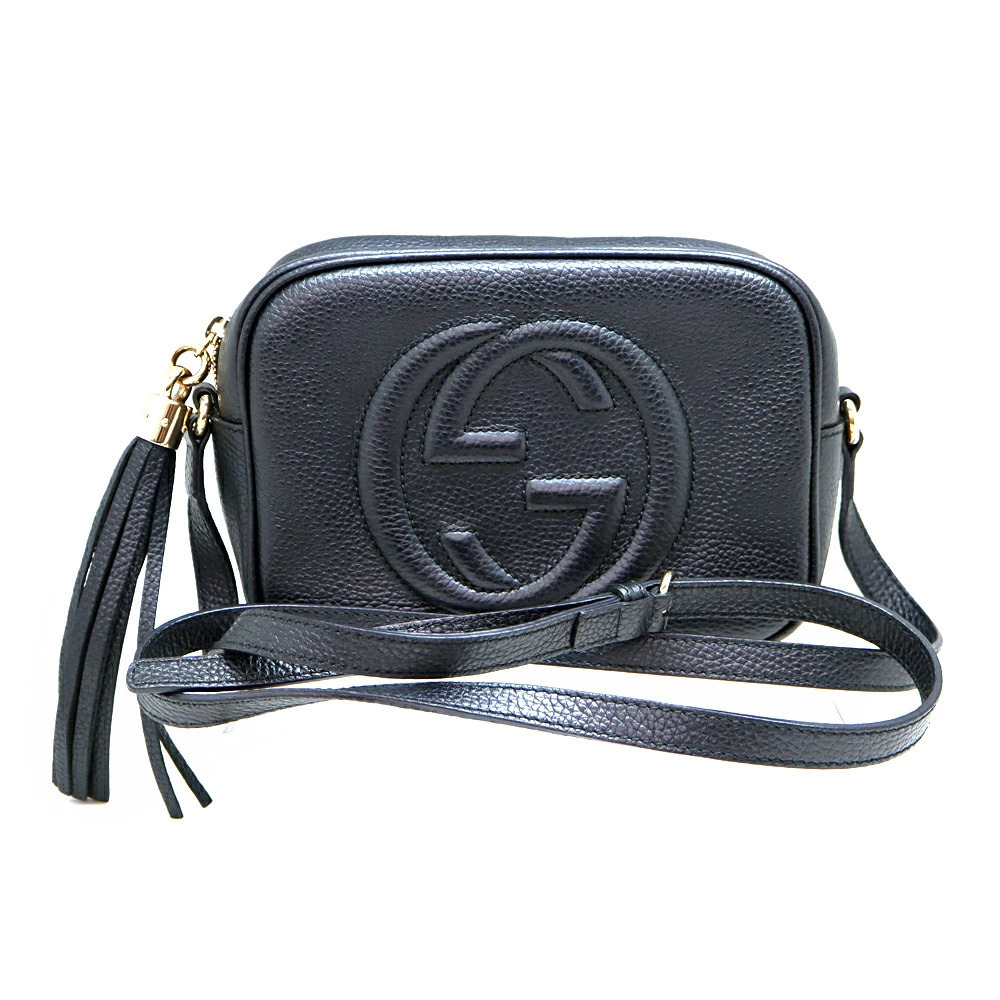 Gucci Sawhorse Mall Disco Bag Shoulder Black Leather